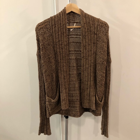 Free People 100% Cotton Open Front Knit Cardigan